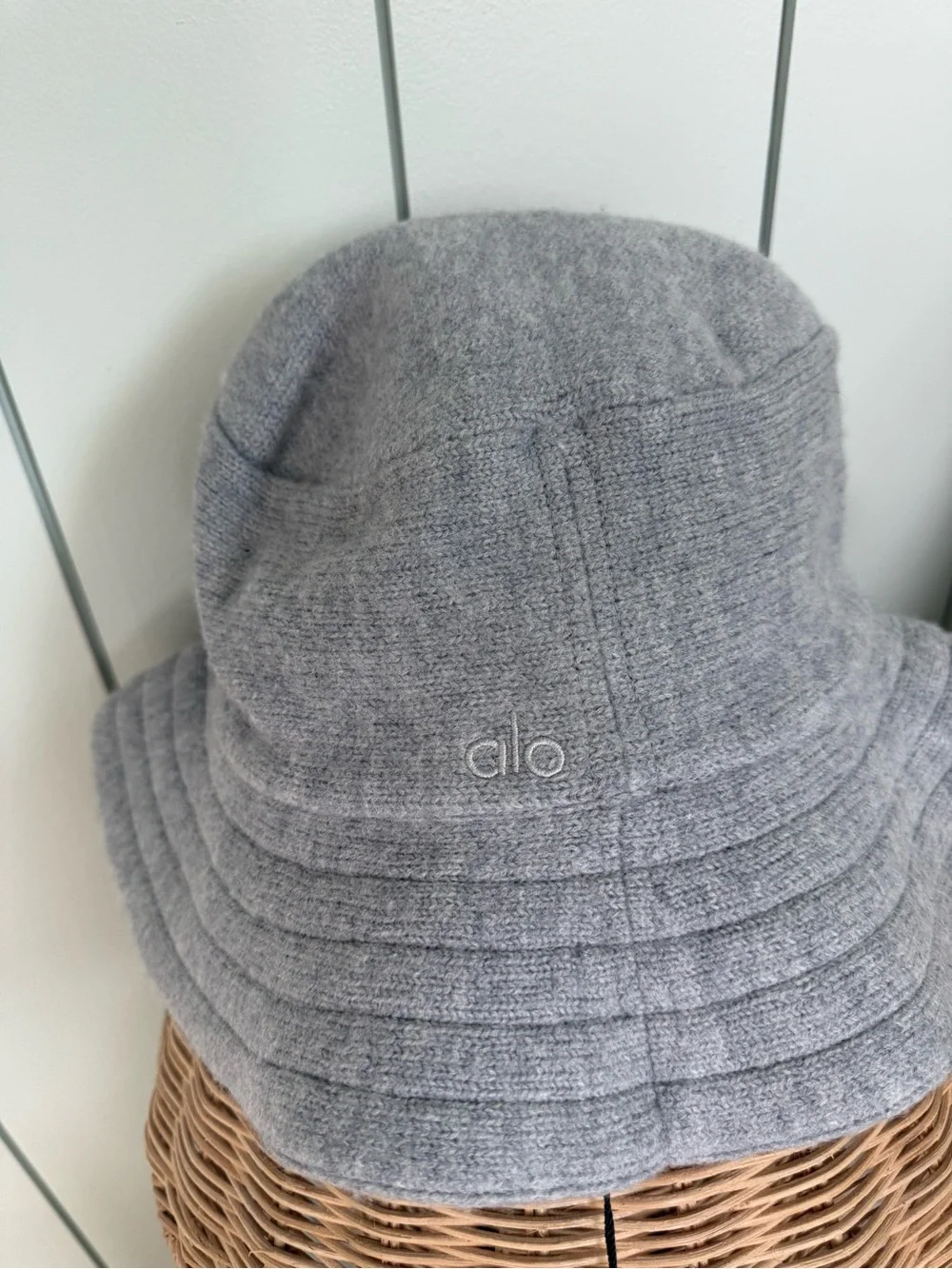 New ALO Yoga Merino Wool Gray Bucket Hat - Soft Knit Sun Hat